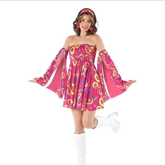 Fun Shack Dresses & Skirts - Pink Off-Shoulder 70's Costume Dress